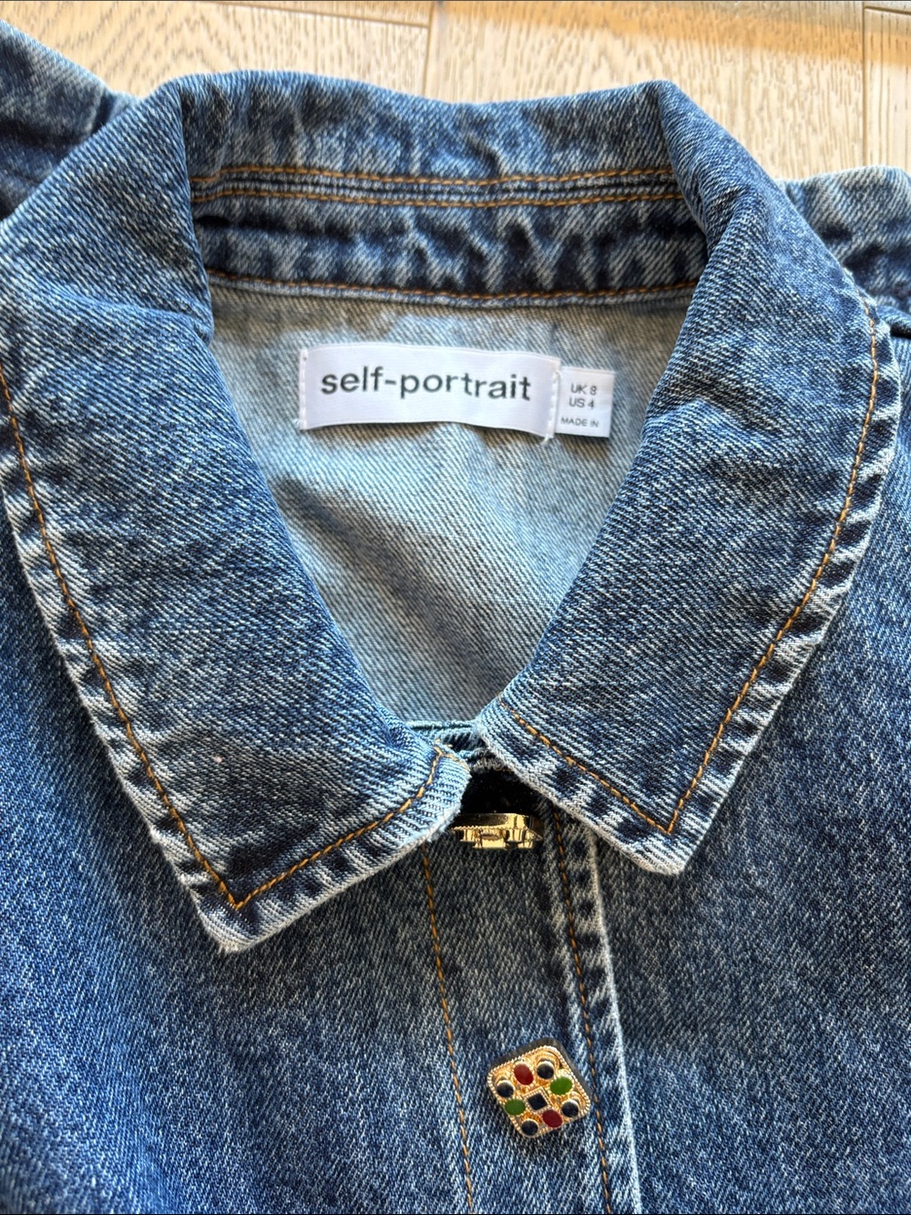 Self-Portrait Blue Denim Sleeveless Vest and Pleated Skirt Set Size 4 - Picture 10 of 10
